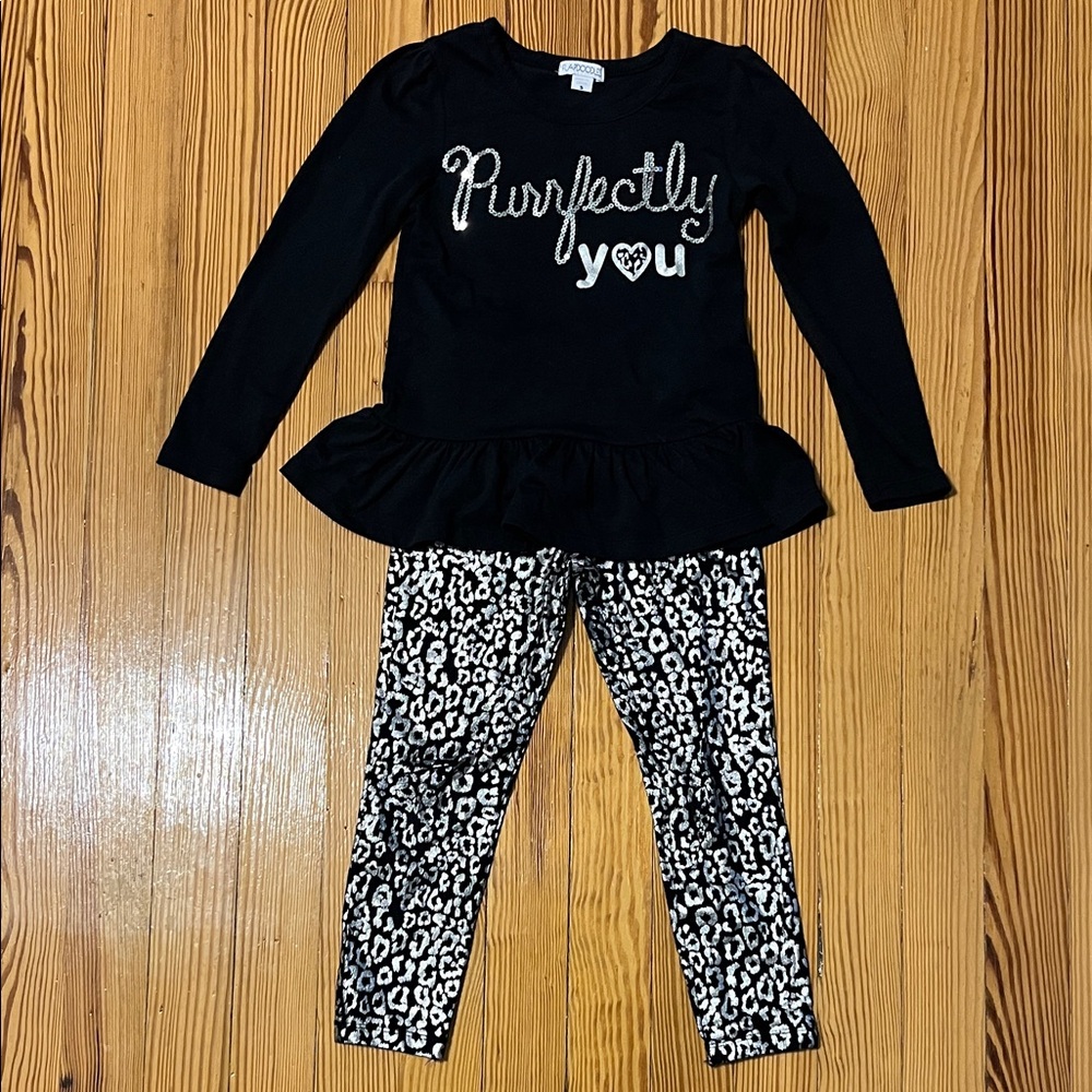 Flapdoodles Black and Silver Pants Set